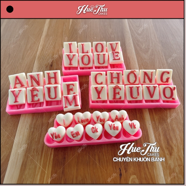 Khuôn silicon Bộ Chữ Tình Yêu I Love You làm bánh rau câu 3D 4D nhấn xôi, fondant, socola, nến hanmade