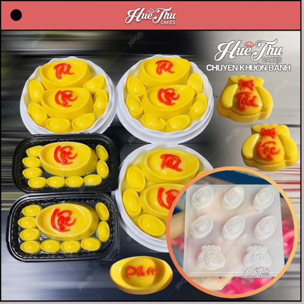 Khuôn Thỏi Vàng Túi Vàng (có chữ) làm bánh rau câu 3D 4D nhấn xôi, fondant, socola, nến hanmade