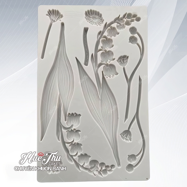 Khuôn silicon cành hoa Linh Lan 12x19cm làm bánh rau câu 3D 4D nhấn xôi, fondant, socola, nến hanmade