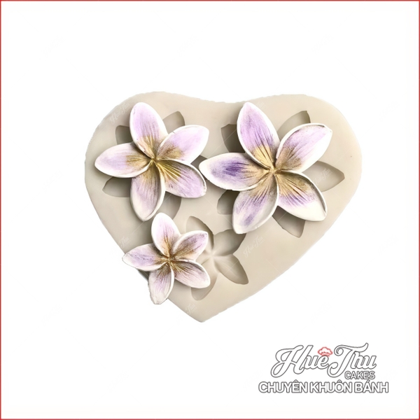 Khuôn silicon Hoa 5 Cánh (vỉ 3 hoa) làm bánh rau câu 3D 4D nhấn xôi, fondant, socola, nến hanmade