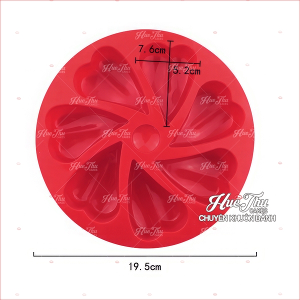 Khuôn silicon 7 Trái Tim Tình Yêu 19.8cm làm bánh rau câu 3D 4D nhấn xôi, fondant, socola, nến hanmade