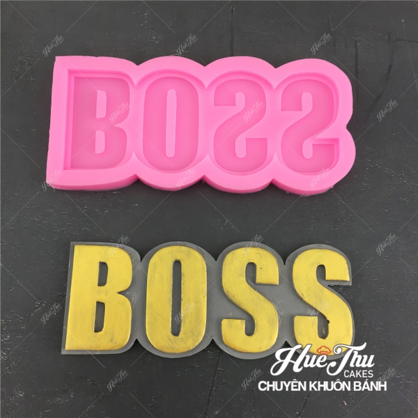 Khuôn silicon Chữ BOSS 9.7cm (bánh tặng sếp) làm bánh rau câu 3D 4D nhấn xôi, fondant, socola, nến hanmade