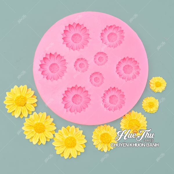 Khuôn silicon hoa Cúc trung (vỉ nhiều bông) làm bánh rau câu 3D 4D nhấn xôi, fondant, socola, nến hanmade