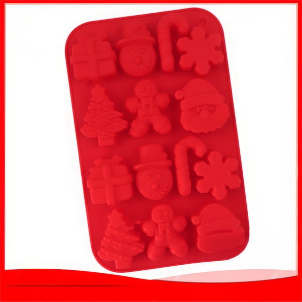 Khuôn silicon Bông Tuyết, Ông Già Noel A97 (vỉ 14 hình) làm bánh rau câu 3D 4D nhấn xôi, fondant, socola, nến hanmade