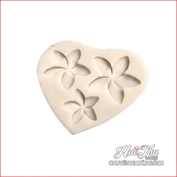 Khuôn silicon Hoa 5 Cánh (vỉ 3 hoa) làm bánh rau câu 3D 4D nhấn xôi, fondant, socola, nến hanmade