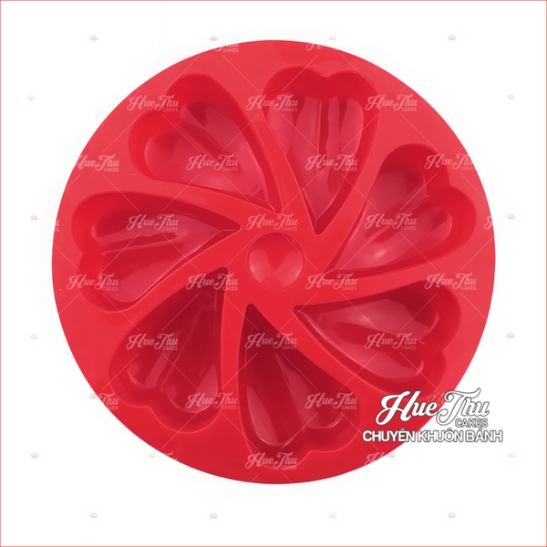 Khuôn silicon 7 Trái Tim Tình Yêu 19.8cm làm bánh rau câu 3D 4D nhấn xôi, fondant, socola, nến hanmade