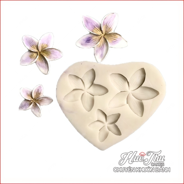 Khuôn silicon Hoa 5 Cánh (vỉ 3 hoa) làm bánh rau câu 3D 4D nhấn xôi, fondant, socola, nến hanmade