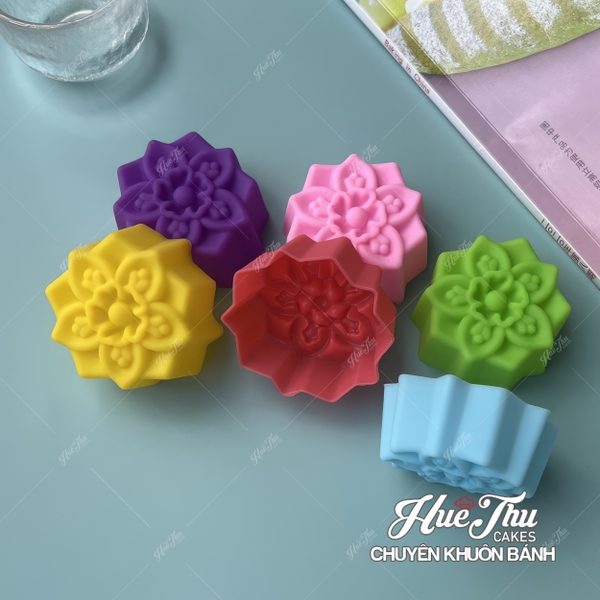Khuôn silicon Nhiều Loại Hoa 5cm (10 cái) làm bánh rau câu, nhấn xôi, bánh da lợn