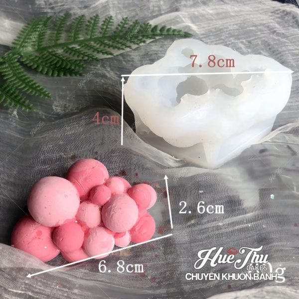 Khuôn silicon Chùm Bi Tròn 7.8cm làm bánh rau câu 3D 4D nhấn xôi, fondant, socola, nến hanmade