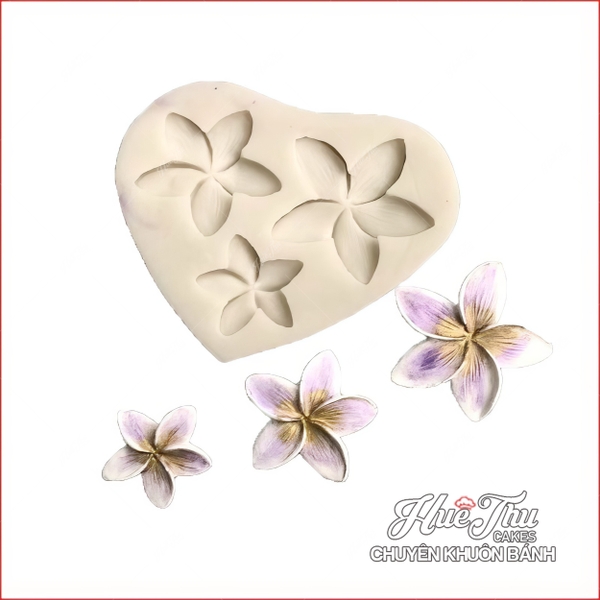 Khuôn silicon Hoa 5 Cánh (vỉ 3 hoa) làm bánh rau câu 3D 4D nhấn xôi, fondant, socola, nến hanmade