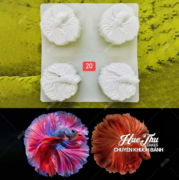 Khuôn rau câu, nhấn xôi Cá Chép Hóa Rồng (vỉ 4 khuôn) làm bánh rau câu, ép xôi