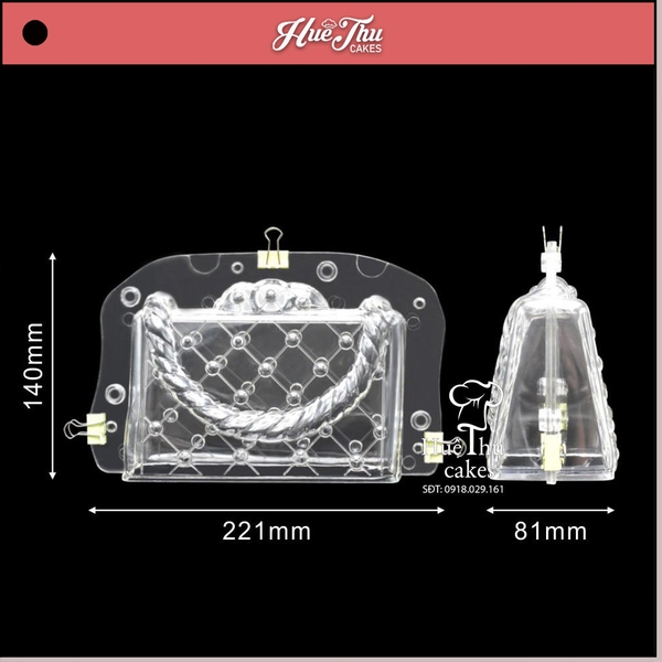 Khuôn nhựa Túi Xách làm bánh rau câu 3D 4D nhấn xôi, fondant, socola, nến hanmade