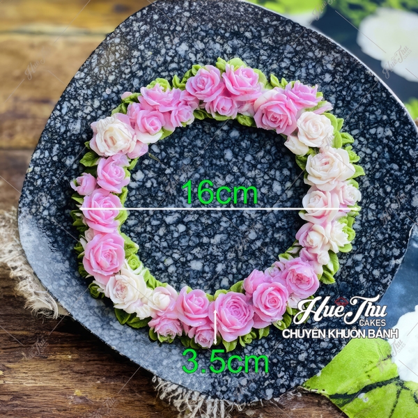 Khuôn silicon Vòng Tròn Hoa Hồng làm bánh rau câu 3D 4D nhấn xôi, fondant, socola, nến hanmade