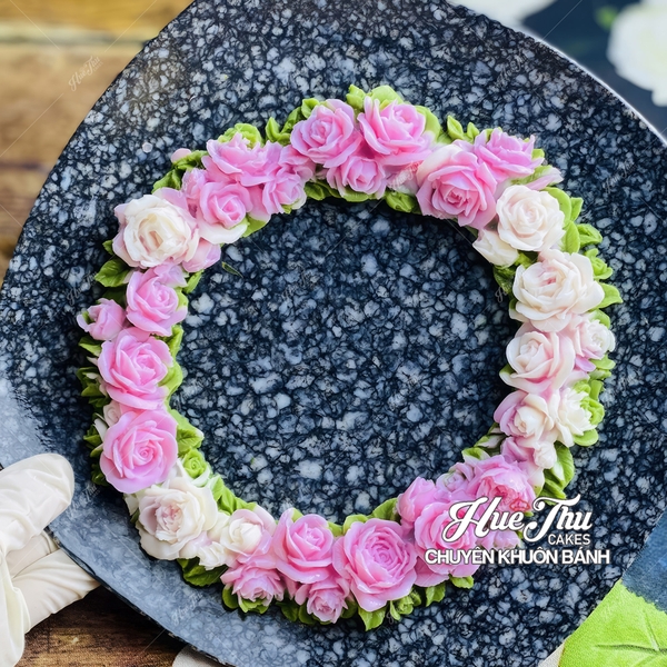 Khuôn silicon Vòng Tròn Hoa Hồng làm bánh rau câu 3D 4D nhấn xôi, fondant, socola, nến hanmade