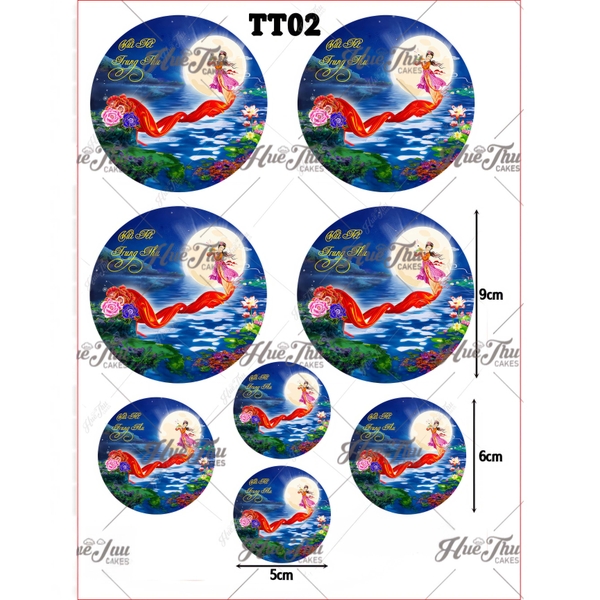 Tấm Decal Trong chủ đề Trung Thu, chữ dán tem dán lên bánh trang trí bánh rau câu tiện lợi (nhiều mẫu)