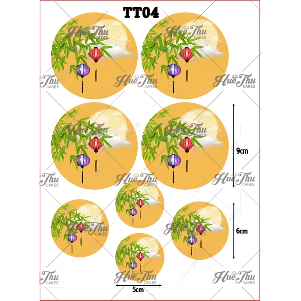 Tấm Decal Trong chủ đề Trung Thu, chữ dán tem dán lên bánh trang trí bánh rau câu tiện lợi (nhiều mẫu)