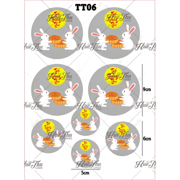 Tấm Decal Trong chủ đề Trung Thu, chữ dán tem dán lên bánh trang trí bánh rau câu tiện lợi (nhiều mẫu)