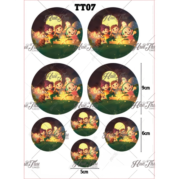 Tấm Decal Trong chủ đề Trung Thu, chữ dán tem dán lên bánh trang trí bánh rau câu tiện lợi (nhiều mẫu)