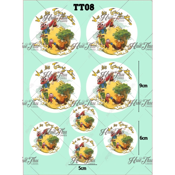 Tấm Decal Trong chủ đề Trung Thu, chữ dán tem dán lên bánh trang trí bánh rau câu tiện lợi (nhiều mẫu)