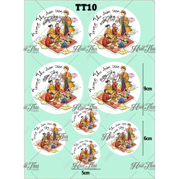 Tấm Decal Trong chủ đề Trung Thu, chữ dán tem dán lên bánh trang trí bánh rau câu tiện lợi (nhiều mẫu)