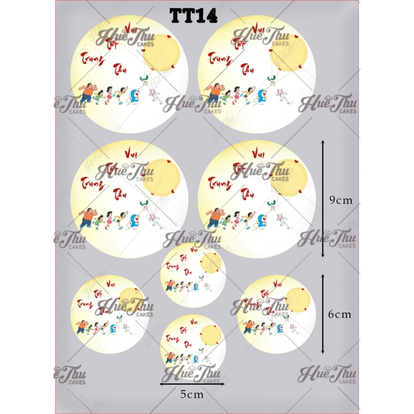 Tấm Decal Trong chủ đề Trung Thu, chữ dán tem dán lên bánh trang trí bánh rau câu tiện lợi (nhiều mẫu)