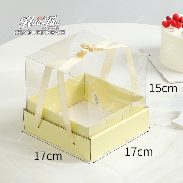 Hộp Mica Đế Cao đựng Bánh Sinh Nhật, Bánh Rau Câu 17/20cm (kèm đế và dây xách) đựng bánh sinh nhật, quà tặng