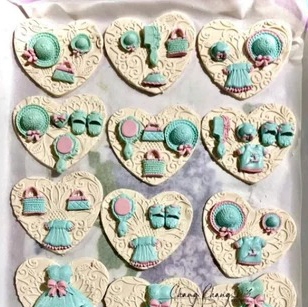 Khuôn silicon Túi Xách, Lược, Gương... A174 (vỉ 12 hình) làm bánh rau câu 3D 4D nhấn xôi, fondant, socola, nến hanmade