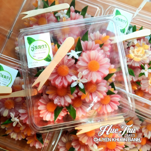 Khuôn silicon Nhiều Loại Hoa 5cm (10 cái) làm bánh rau câu, nhấn xôi, bánh da lợn