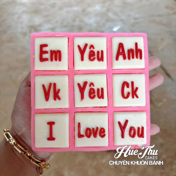 Khuôn silicon Bộ Chữ Tình Yêu I Love You làm bánh rau câu 3D 4D nhấn xôi, fondant, socola, nến hanmade