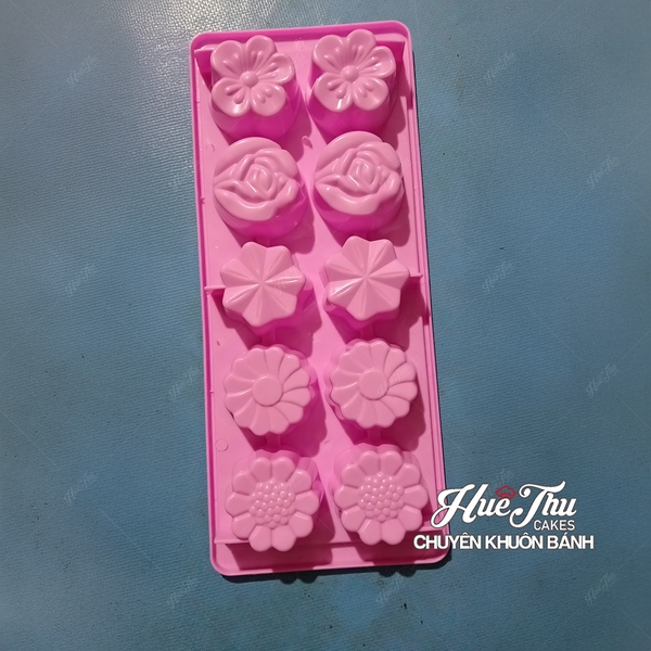 Khuôn rau câu, khay đá Bông làm bánh rau câu 3D 4D nhấn xôi, fondant, socola, nến hanmade