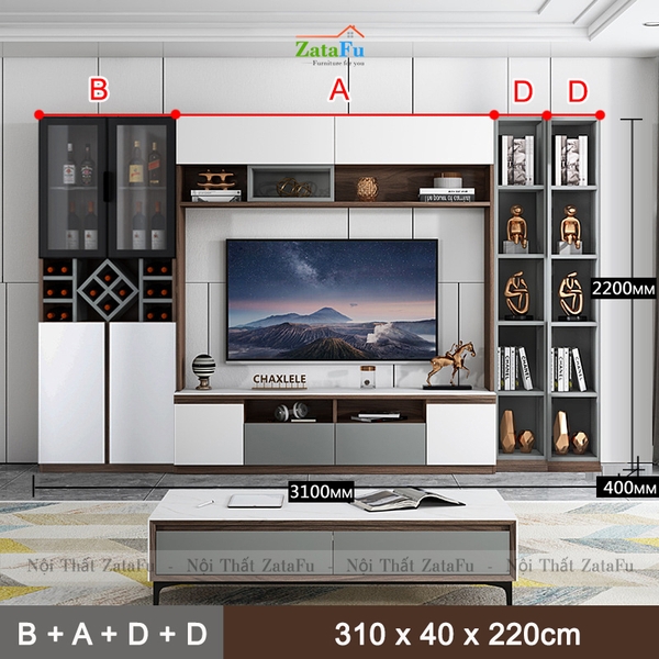 kệ trang trí tivi treo tường