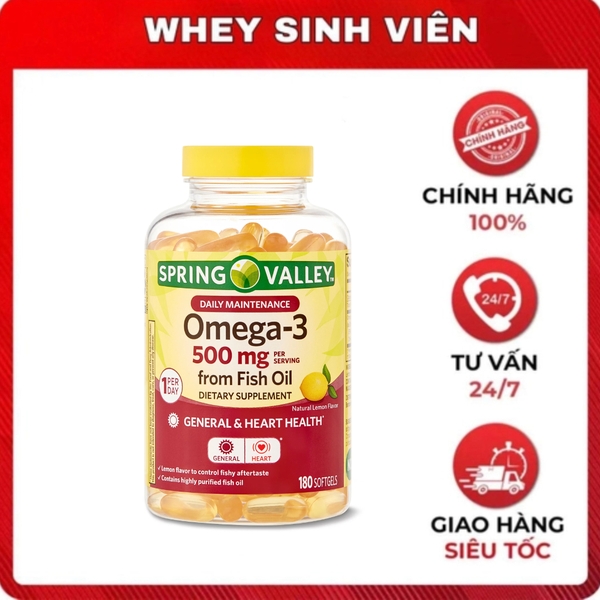 Spring Valley Omega 3 500mg (180 viên) wheysinhvien