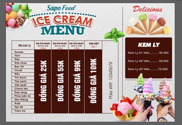 MENU kem tươi - Gelato