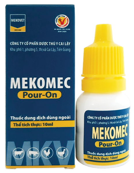 MEKOMEC 10ML Thuốc dung dịch DÙNG NGOÀI điều trị các bệnh nhiễm kí sinh trùng trên gia súc: ve,ghẻ,bọ chét..