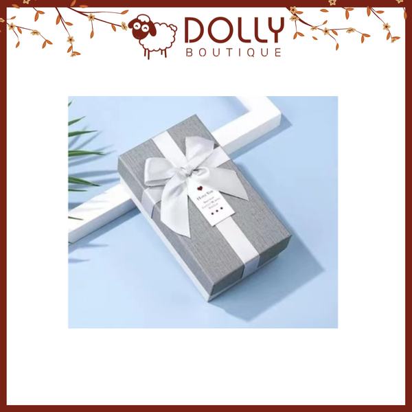 Hộp Quà Nhỏ Nơ Xám Nắp Xám 14*8*5 cm
