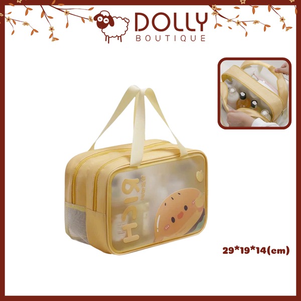 Túi Đựng Mỹ Phẩm Du Lịch 2 Ngăn Da PU và nhựa PVC