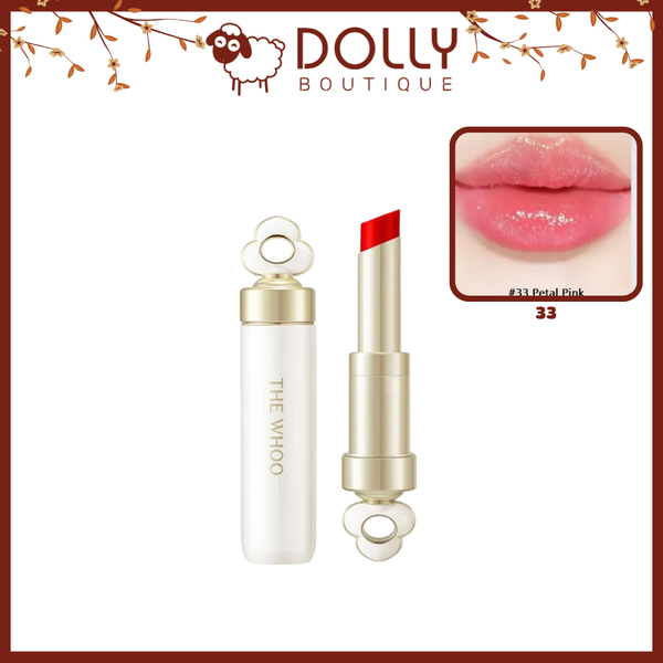 Son dưỡng môi Whoo Essential Lip Glow Balm màu 33 Petal Pink 3.3g, vỏ vàng sang trọng, chất son bóng nhẹ, giúp môi căng mọng, hồng hào tự nhiên.