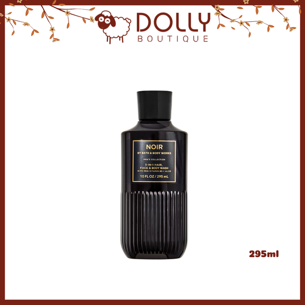 Chai sữa tắm gội nam Bath & Body Works Noir 3in1 295ml màu đen, thiết kế mạnh mẽ, hương gỗ trầm nam tính, dùng cho tóc, mặt và cơ thể.
