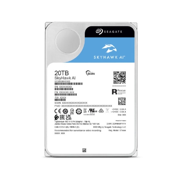 Ổ cứng camera Seagate Skyhawk AI 20TB ST20000VE002 (3.5Inch/ 5400rpm/ Cache 256MB/ SATA3)
