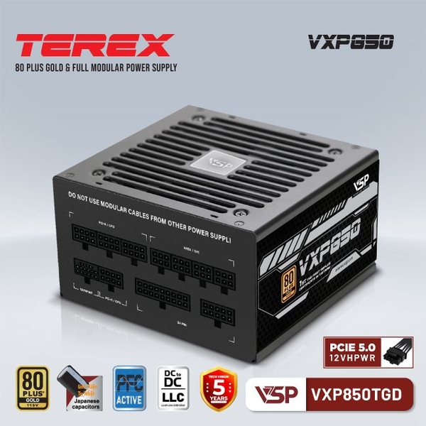 Bộ nguồn VSP TEREX VXP850TGD - 80 Plus Gold - 850W