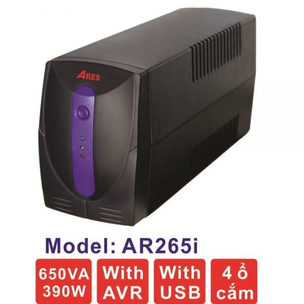 Bộ lưu điện UPS ARES AR265i có cổng USB (650VA 390W)