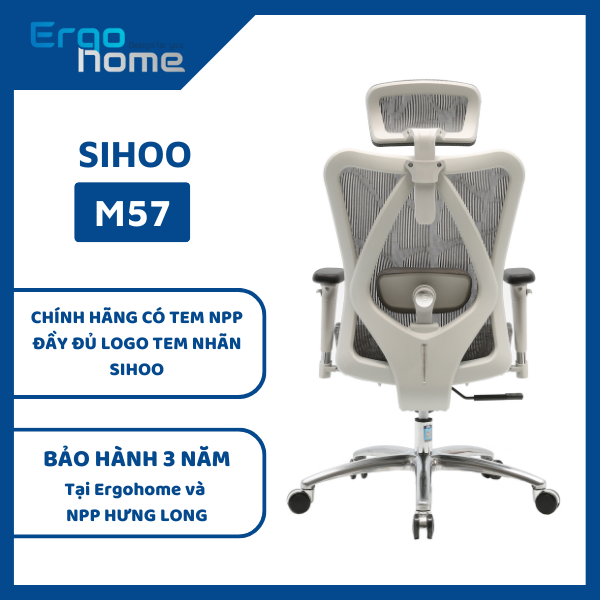 SIHOO M18 - Ghế lưới văn phòng thiết kế công thái học Ergonomic, đỡ thắt  lưng nâng hạ, điều chỉnh cột sống