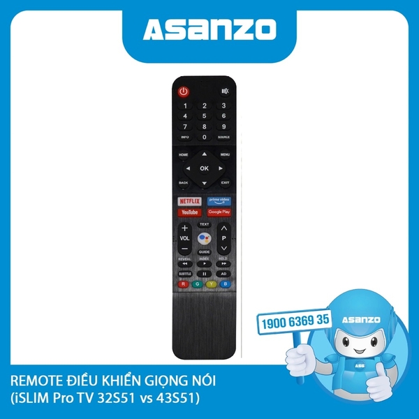 REMOTE DÙNG CHO TV ISLIM PRO ĐIỀU KHIỂN GIỌNG NÓI ANDROID 9-10 ( 32S51, 43S51,...)