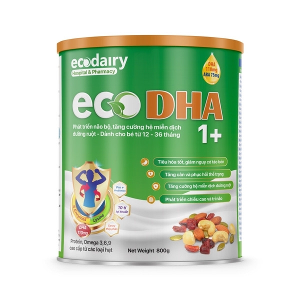 Sữa hạt trí não EcoDHA 125mg 1+ Từ 12 - 36 tháng của Viện Dinh Dưỡng NCCI