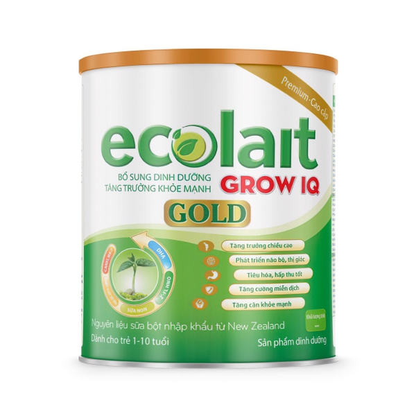 Ecolait Gold Grow IQ - Sữa chiều cao + Trí não cho bé từ 6 - 36 tháng