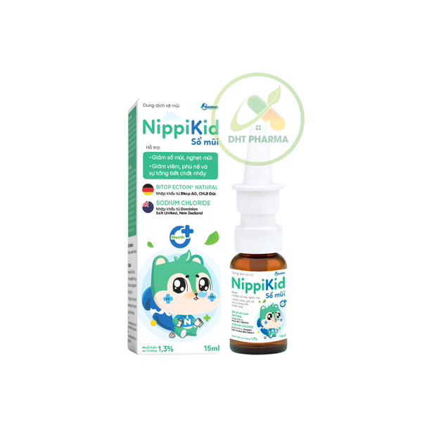 Xịt Mũi Nippikid Hỗ Trợ Làm Sạch Mũi, Phòng Ngừa Các Triệu Chứng Nghẹt Mũi, Sổ Mũi (Chai 15ml)