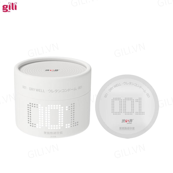 Bao cao su siêu mỏng DryWell Super Thin PU 001 3 chiếc chính hãng