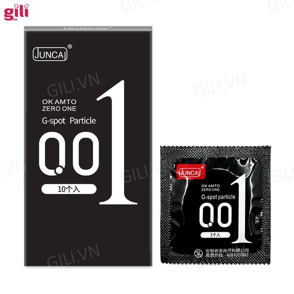 Bao cao su siêu mỏng Juncai 001 G-Spot Black hộp 10 chiếc chính hãng