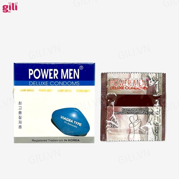 Bao cao su Powermen Viagra hộp 3 chiếc kéo dài thời gian chính hãng