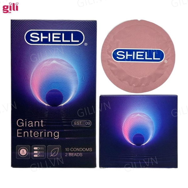 Bao cao su Shell Giant Entering 2 Bi hộp 10 chiếc tăng khoái cảm chính hãng